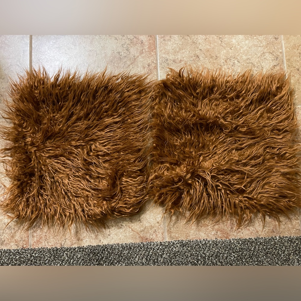 Brown shag pillow covers